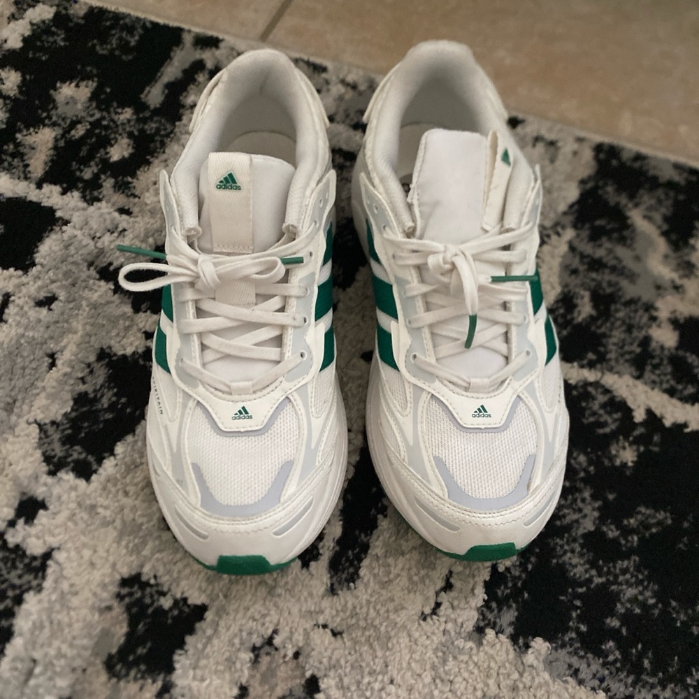 Adidas White and Green Athletic Shoes